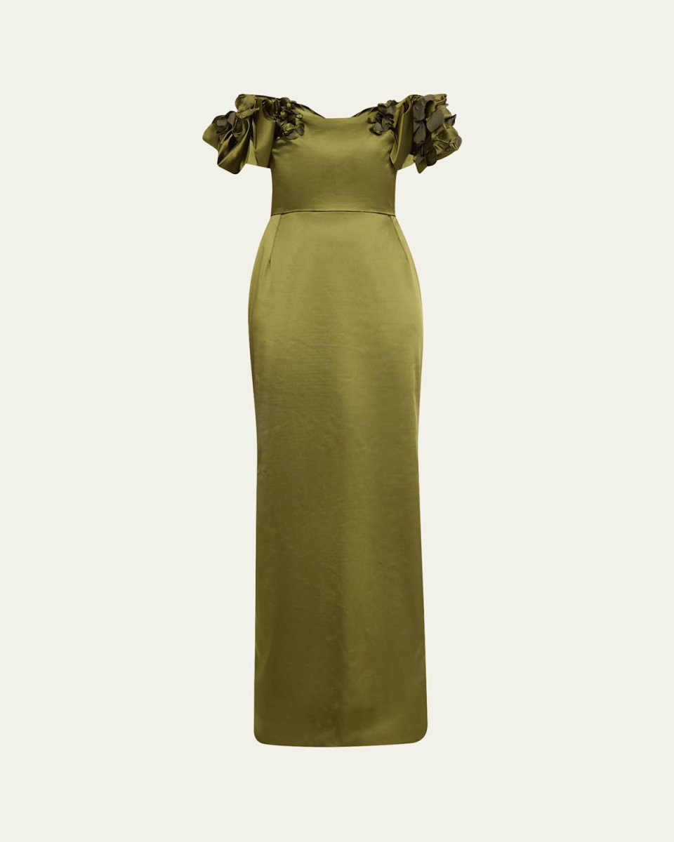Off-Shoulder Duchess Satin Column Gown